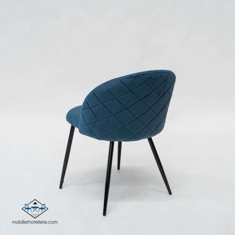 Chaise Velvet blue avec assise velours pour restaurant