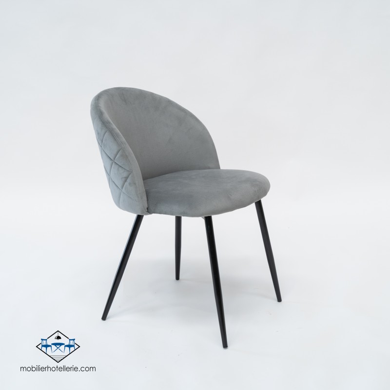 Chaise Velvet gris en velours doux pour l'hôtellerie