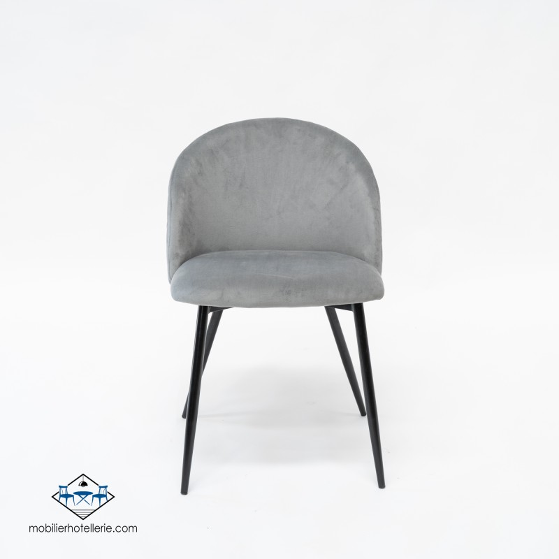 Chaise Velvet gris en velours doux pour l'hôtellerie