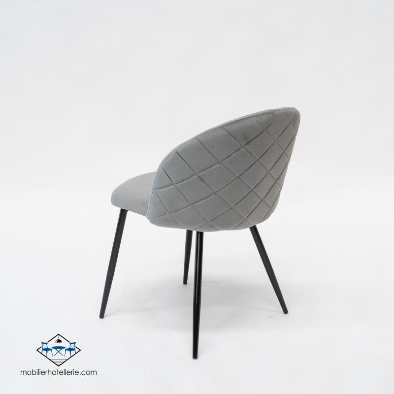 Chaise Velvet gris en velours doux pour l'hôtellerie