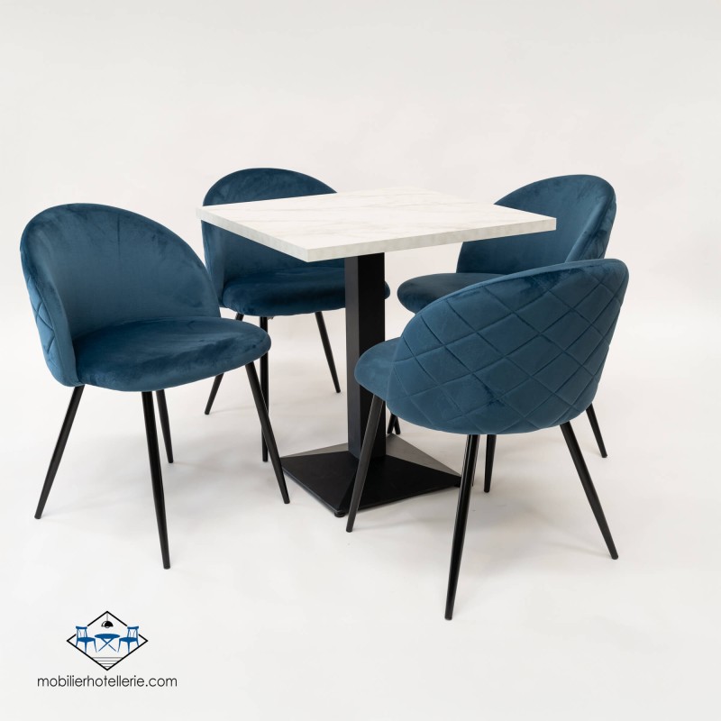 Chaise Velvet blue avec assise velours pour restaurant
