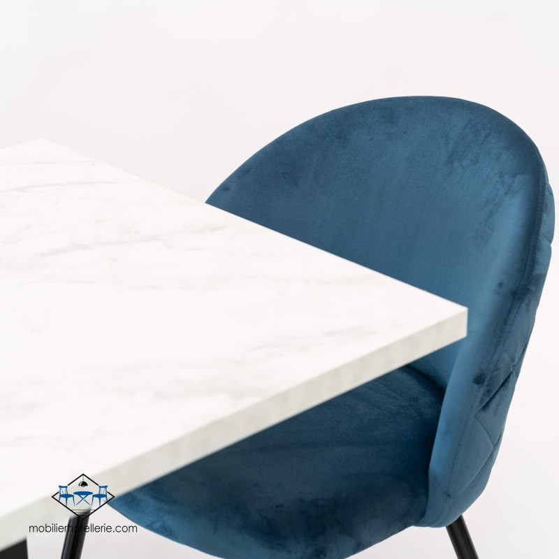 Chaise Velvet blue avec assise velours pour restaurant