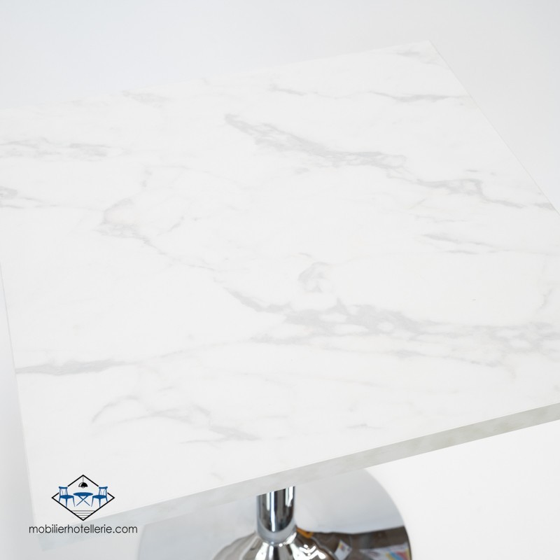 Plateau bois marbre blanc