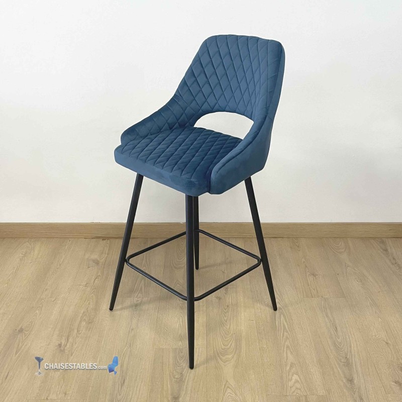 Tabouret VELVET BLEU avec accoudoirs