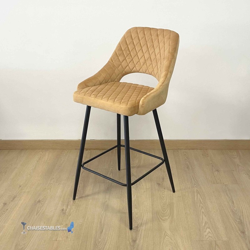Tabouret VELVET MOUTARDE avec accoudoirs