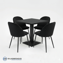 Conjointe MYSTÈRE (1 Table Daniela et 4 chaises velvet noir)