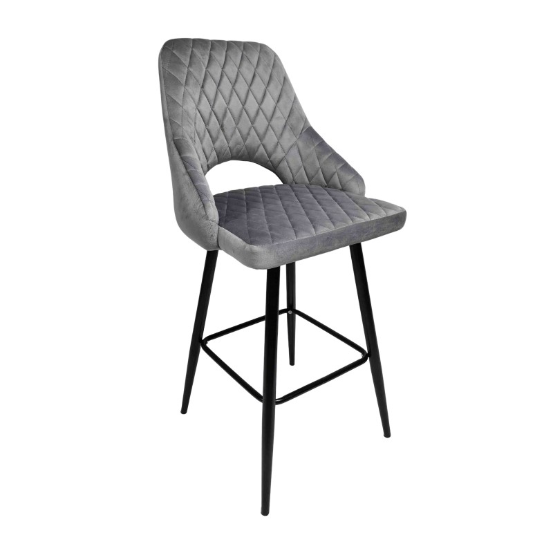 Tabouret VELVET GRIS avec accoudoirs