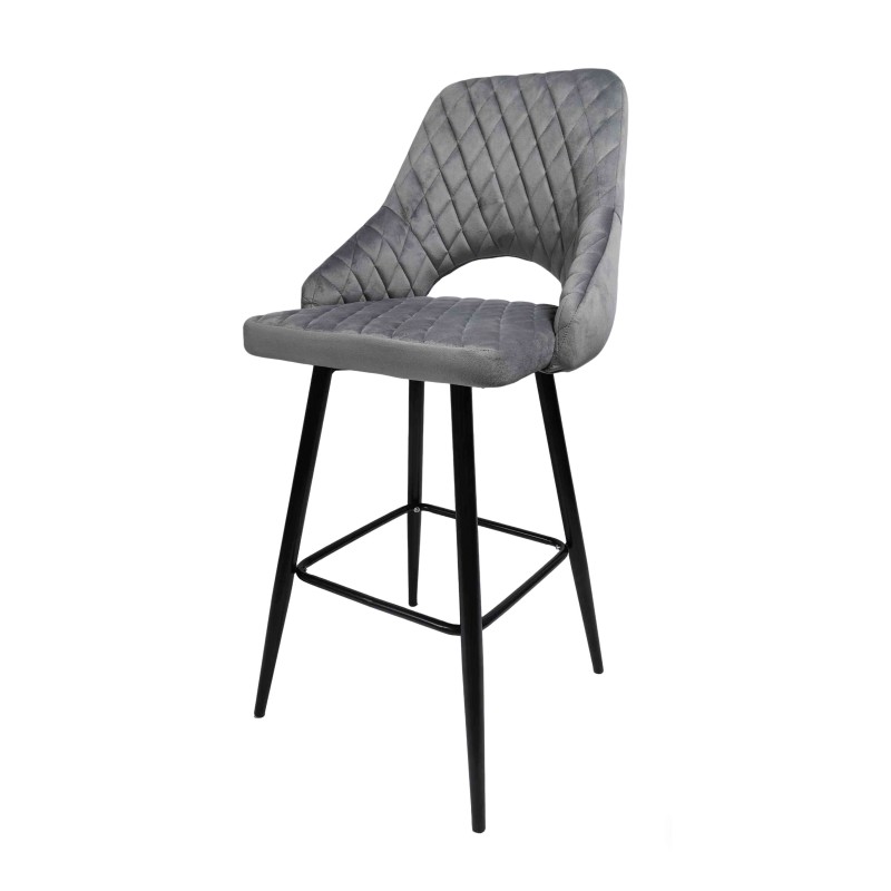 Tabouret VELVET GRIS avec accoudoirs