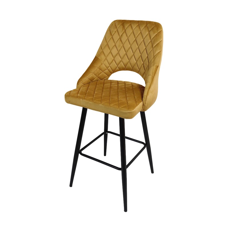 Tabouret VELVET MOUTARDE avec accoudoirs