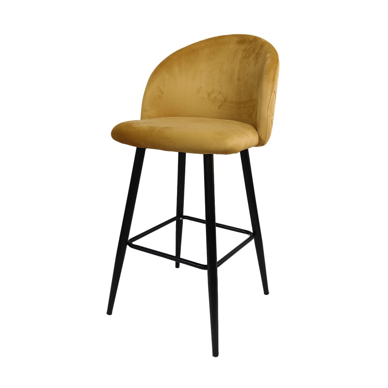 Tabouret VELVET MOUTARDE sans accoudoirs