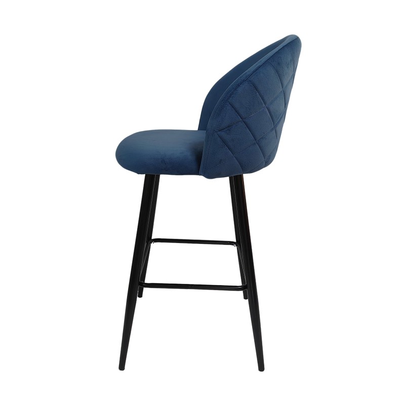 Tabouret VELVET BLUE sans accoudoirs