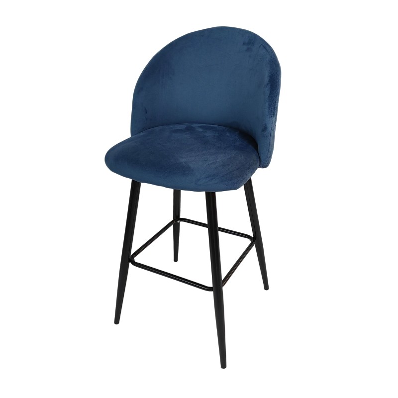 Tabouret VELVET BLUE sans accoudoirs