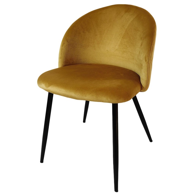 Chaise Velvet moutarde élégante et confortable