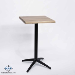 Table haute Miami avec pied noir pour l'extérieur