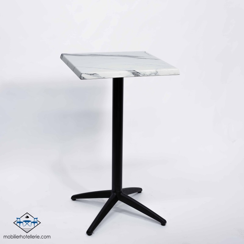 Table haute Miami avec pied noir pour l'extérieur