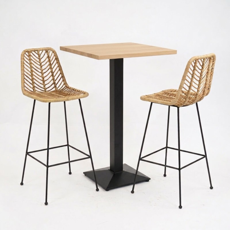 Ensemble avec 2 tabourets Kenia + table haute Daniela
