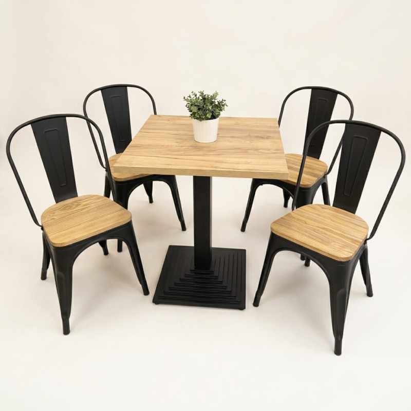 Ensemble d'intérieur 4 chaises Mix + table Piramide