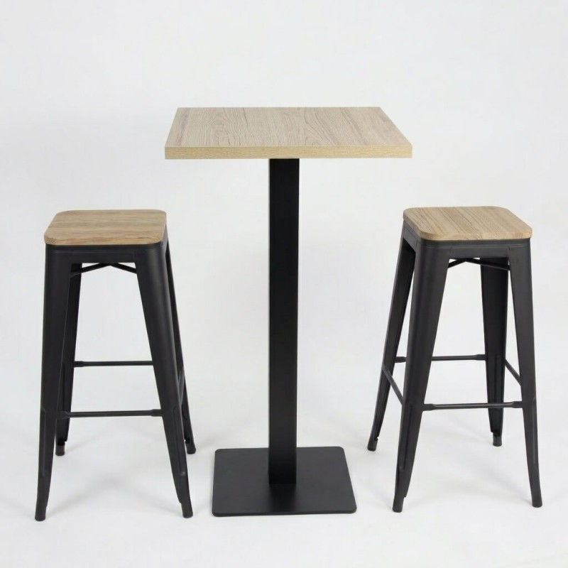 Tabourets Mix en bois et table Noël haute d'intérieur