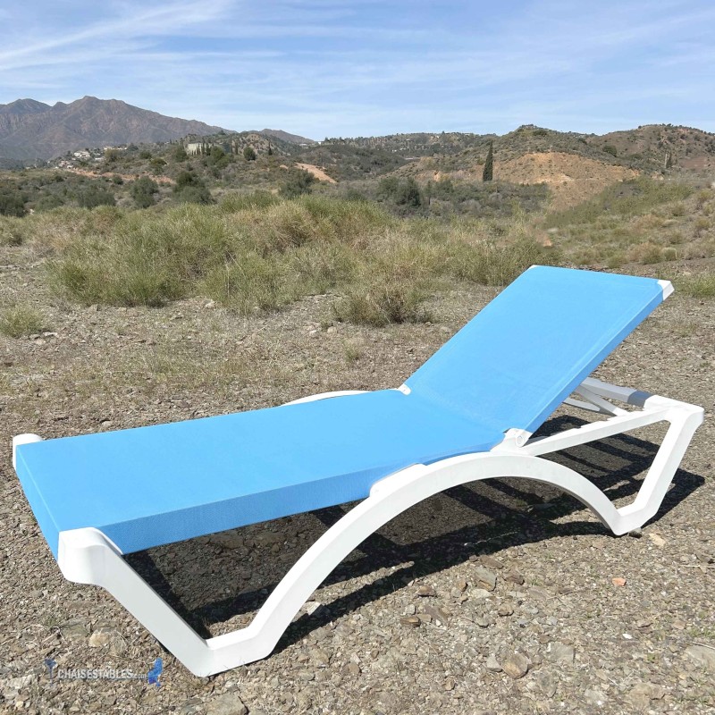 Chaise Longue Bain de soleil MYKONOS bleu pas cher. Acheter Chaises...