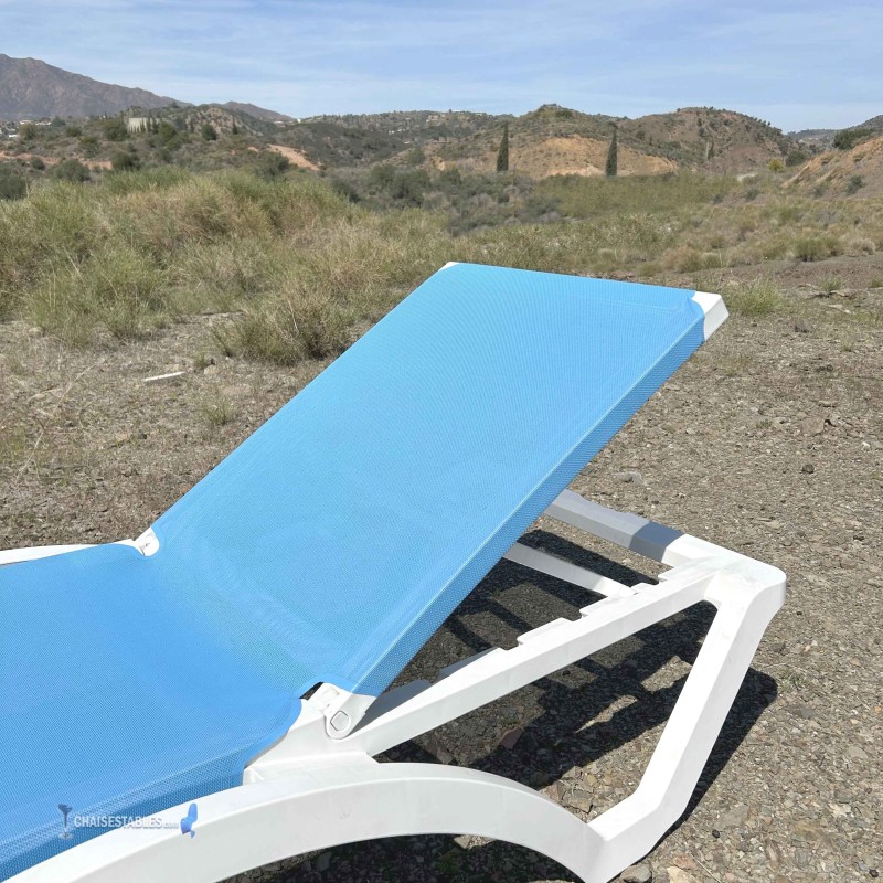 Chaise Longue Bain de soleil MYKONOS bleu pas cher. Acheter Chaises...
