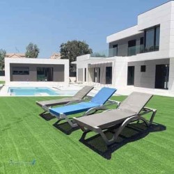 Chaise Longue Bain de soleil MYKONOS bleu pas cher. Acheter Chaises...