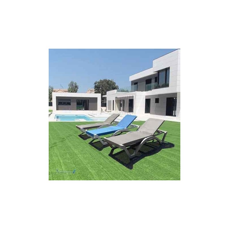 Chaise Longue Bain de soleil MYKONOS bleu pas cher. Acheter Chaises...