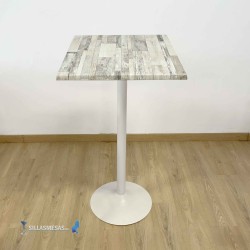 Table Haute F Pied Blanc Exterieur