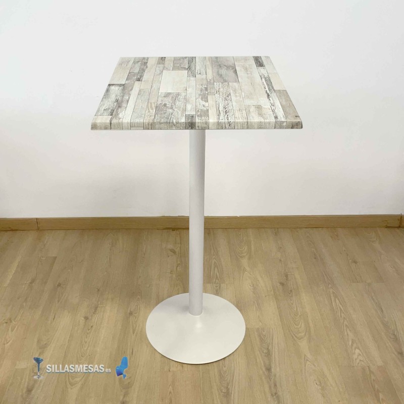 Table Haute F Pied Blanc Exterieur