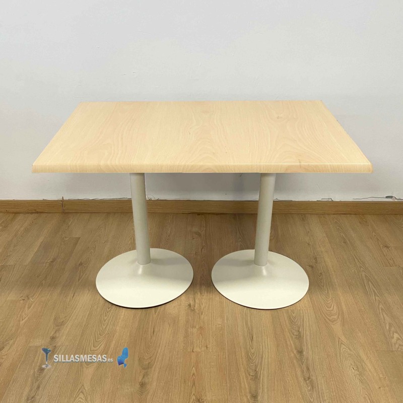 Table F DOUBLE EXTERIEUR pied blanc