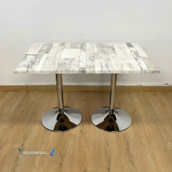 Table F DOUBLE EXTERIEUR pied chrome