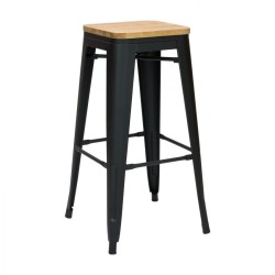 Tabouret MIX NOIR MAT ASSISE EN BOIS