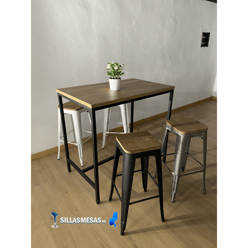 Tabouret MIX NOIR MAT ASSISE EN BOIS