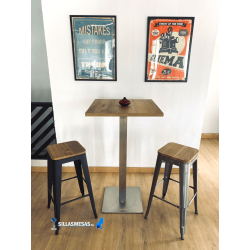 Tabouret MIX NOIR MAT ASSISE EN BOIS