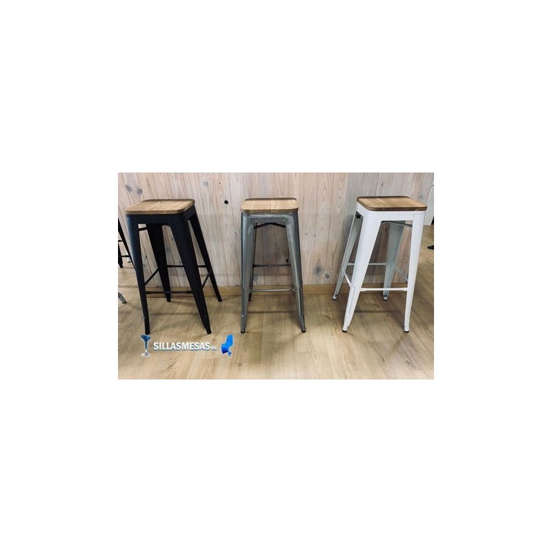 Tabouret MIX NOIR MAT ASSISE EN BOIS