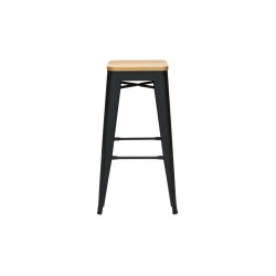 Tabouret MIX NOIR MAT ASSISE EN BOIS
