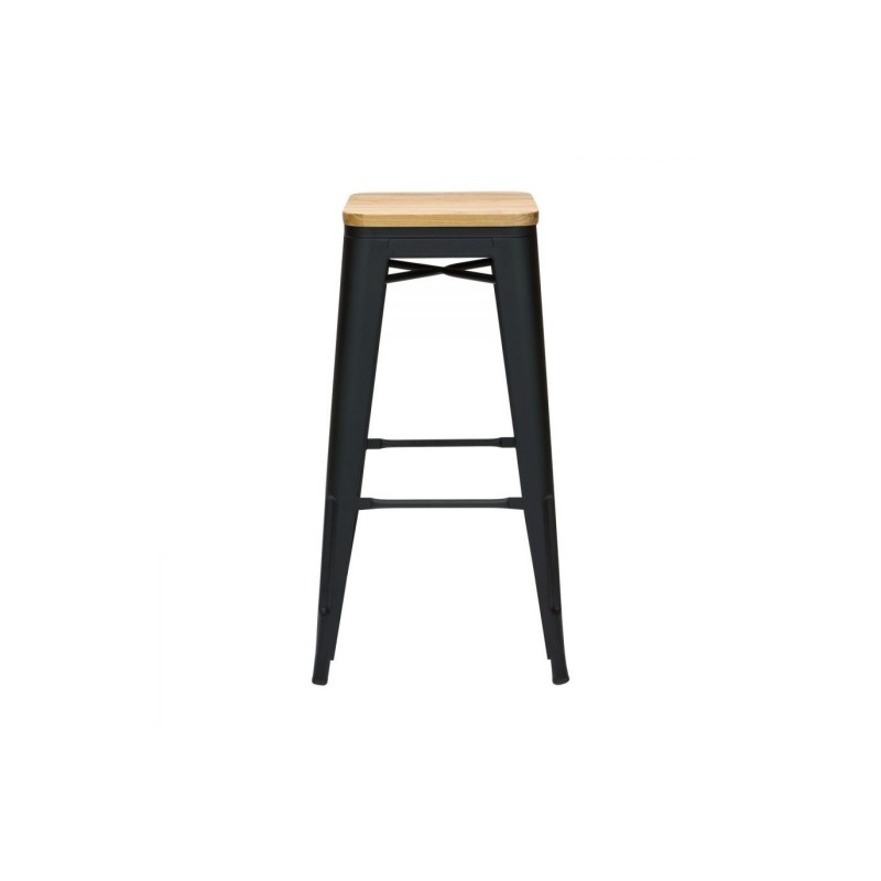 Tabouret MIX NOIR MAT ASSISE EN BOIS