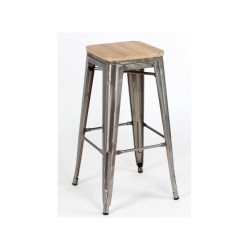 Tabouret MIX METALLISE ASSISE EN BOIS