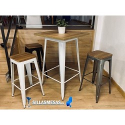 Tabouret MIX METALLISE ASSISE EN BOIS