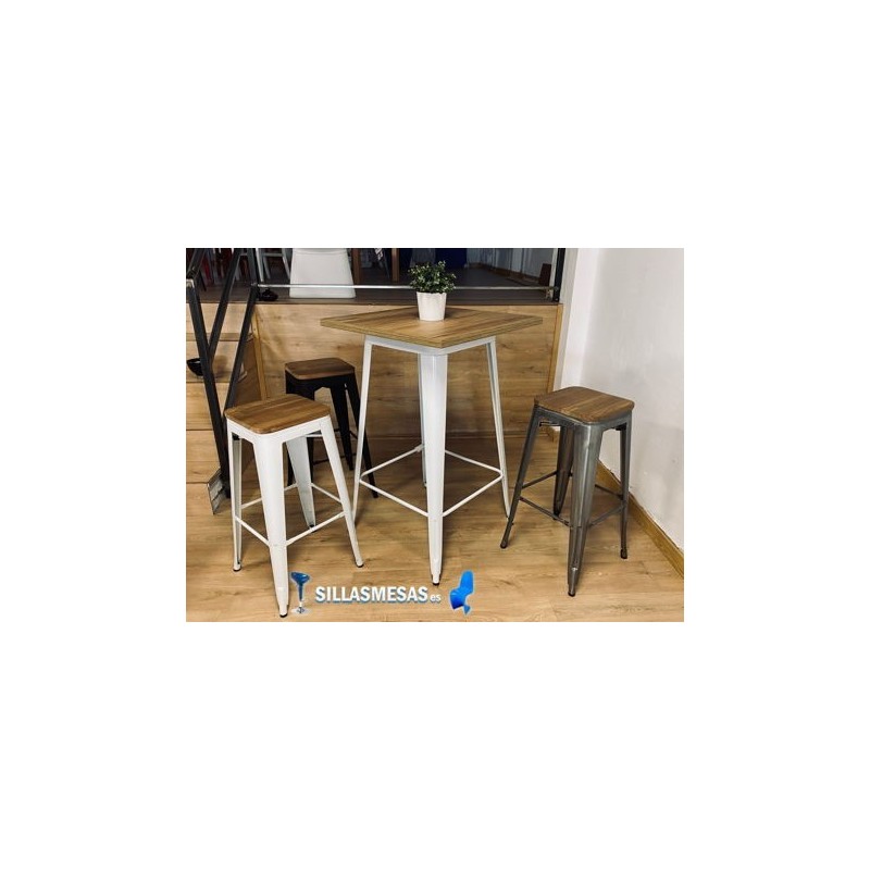 Tabouret MIX METALLISE ASSISE EN BOIS