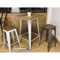 Tabouret MIX METALLISE ASSISE EN BOIS