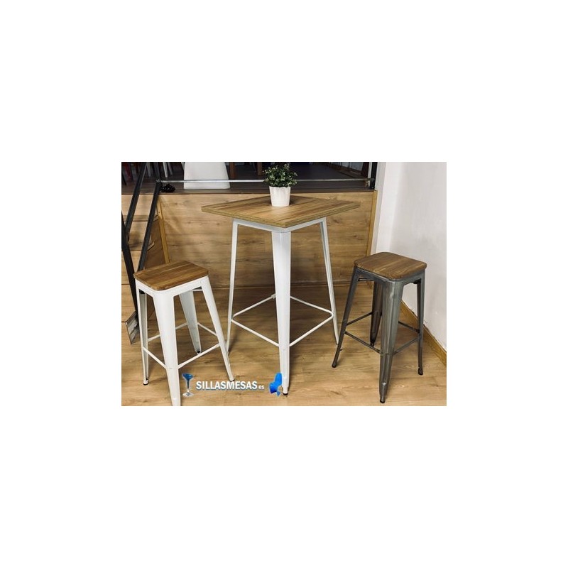 Tabouret MIX METALLISE ASSISE EN BOIS