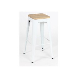 Tabouret MIX BLANC MAT ASSISE EN BOIS