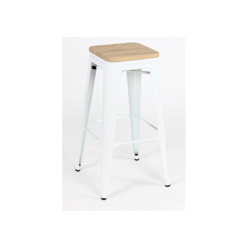 Tabouret MIX BLANC MAT ASSISE EN BOIS