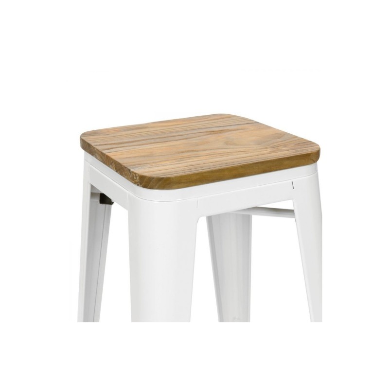 Tabouret MIX BLANC MAT ASSISE EN BOIS