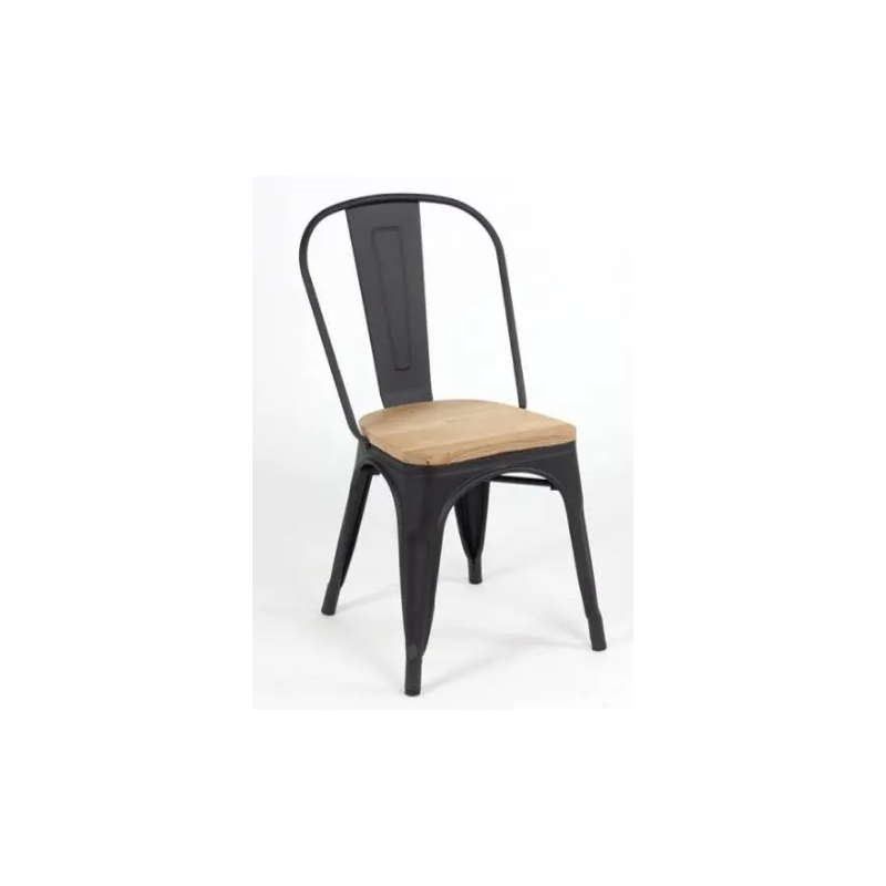 Chaise MIX NOIR ASSISE EN BOIS