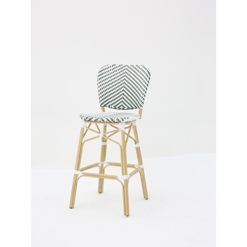 Tabouret PARISIEN vert et blanc