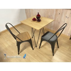 Chaise MIX NOIR ASSISE EN BOIS