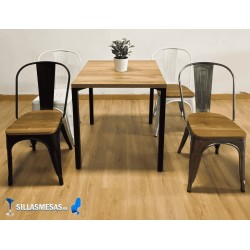 Chaise MIX NOIR ASSISE EN BOIS