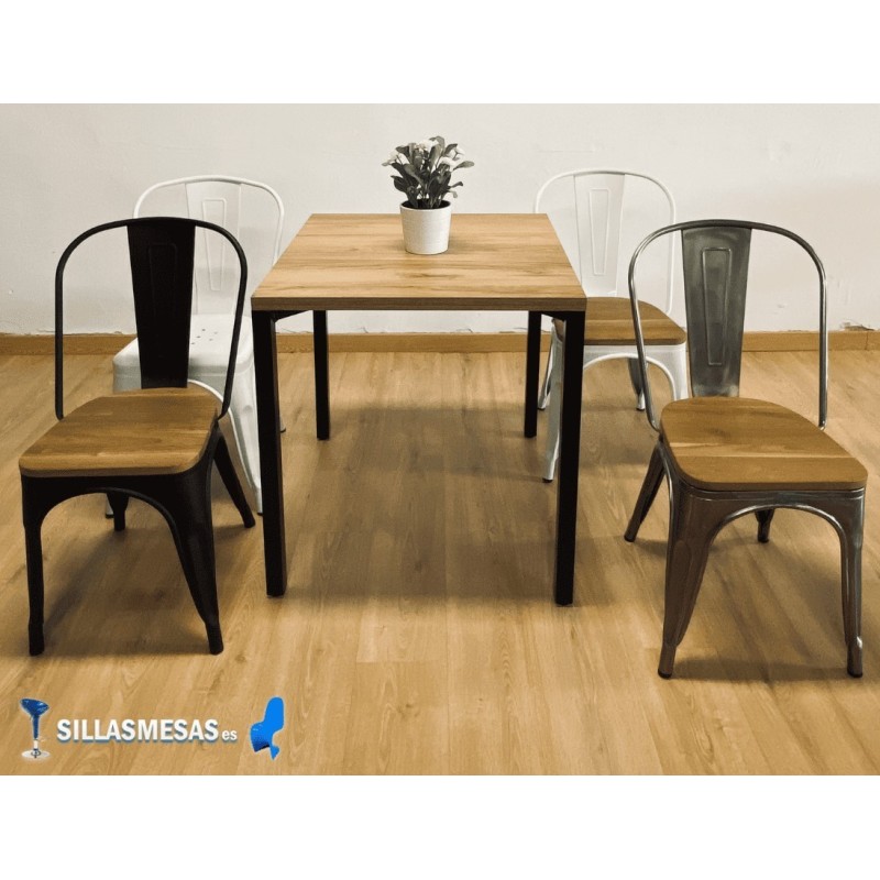 Chaise MIX NOIR ASSISE EN BOIS
