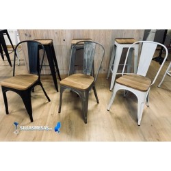 Chaise MIX NOIR ASSISE EN BOIS